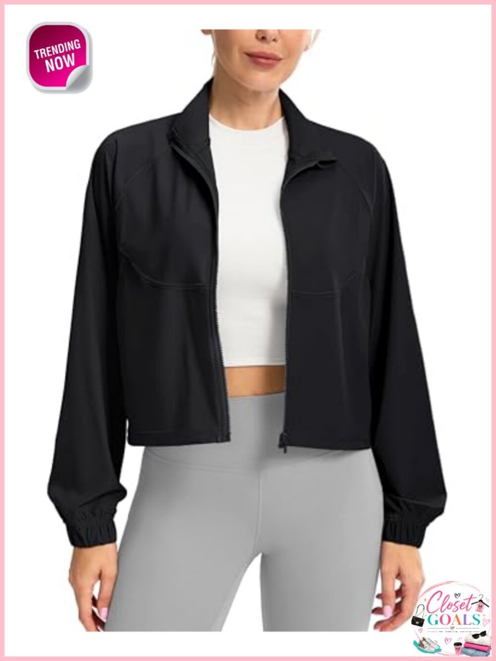 Women's Athletic Lightweight Cropped Full Zip Jacket UPF 50+ Sun Protection